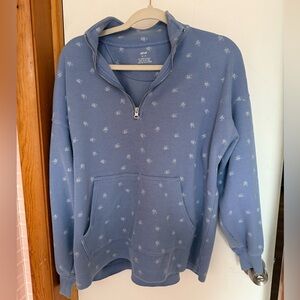 Aerie Blue Floral Quarter Zip